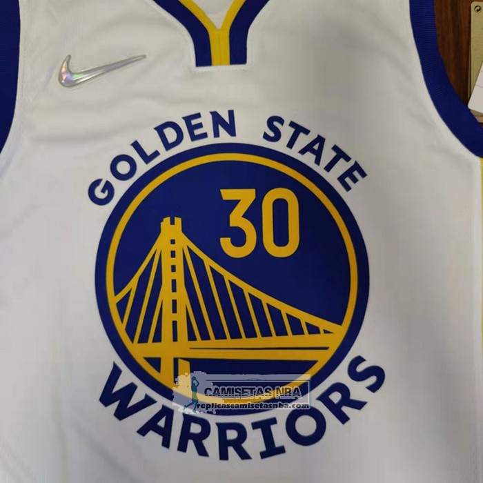 Camiseta Golden State Warriors Stephen Curry NO 30 Association 2022 NBA Finals Blanco